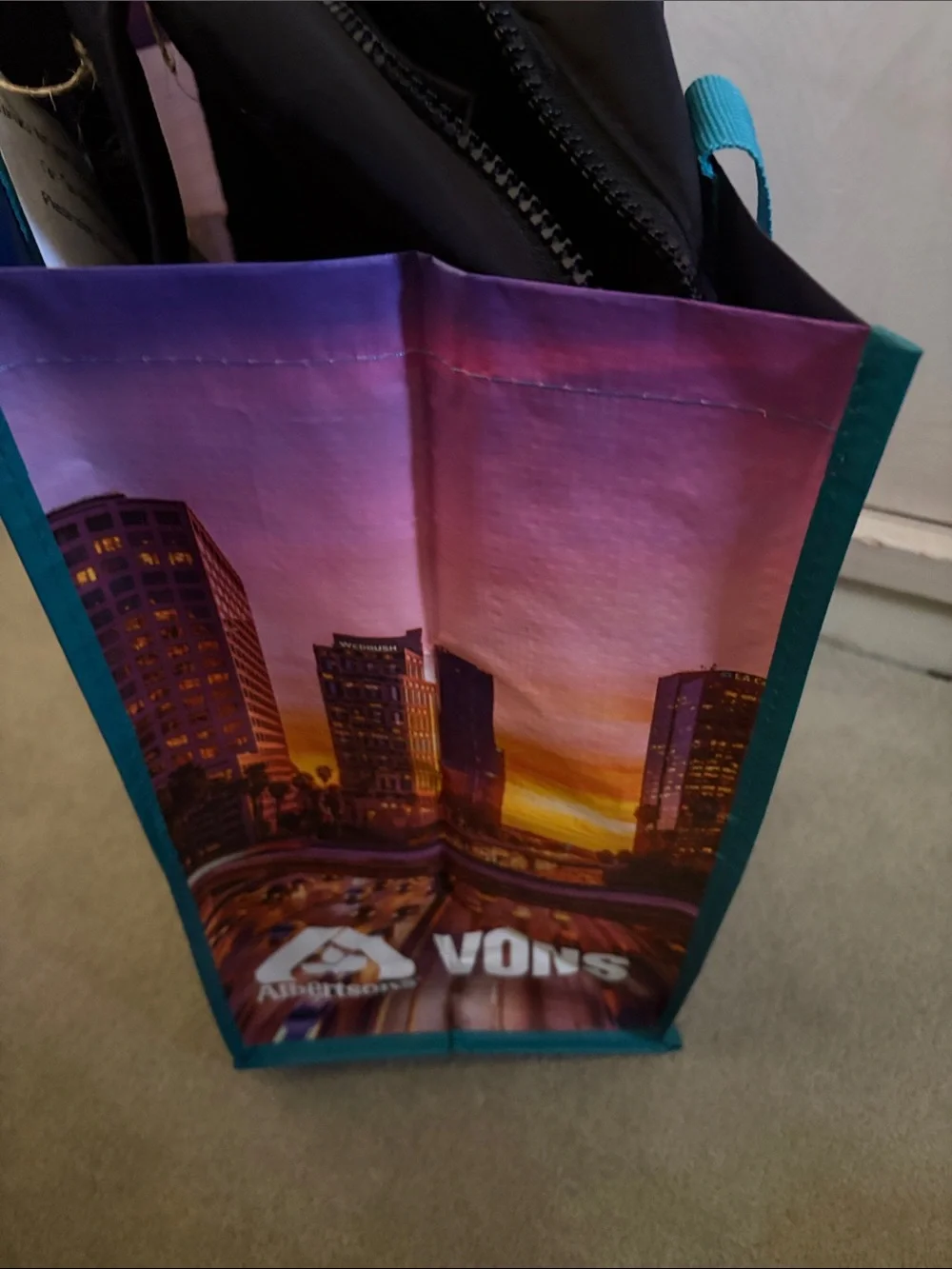 Los Angeles County Scenic Tote Bag in Teal Trim. Poly blend. NWT